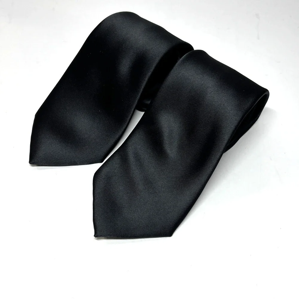 (2) KissTies Necktie Men Black Solid Microfiber Satin Formal Tie Weddings Formal